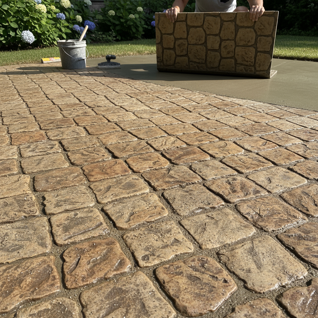 Comment créer un effet pavé avec du béton imprimé? Comment créer un effet pavé avec du béton imprimé?