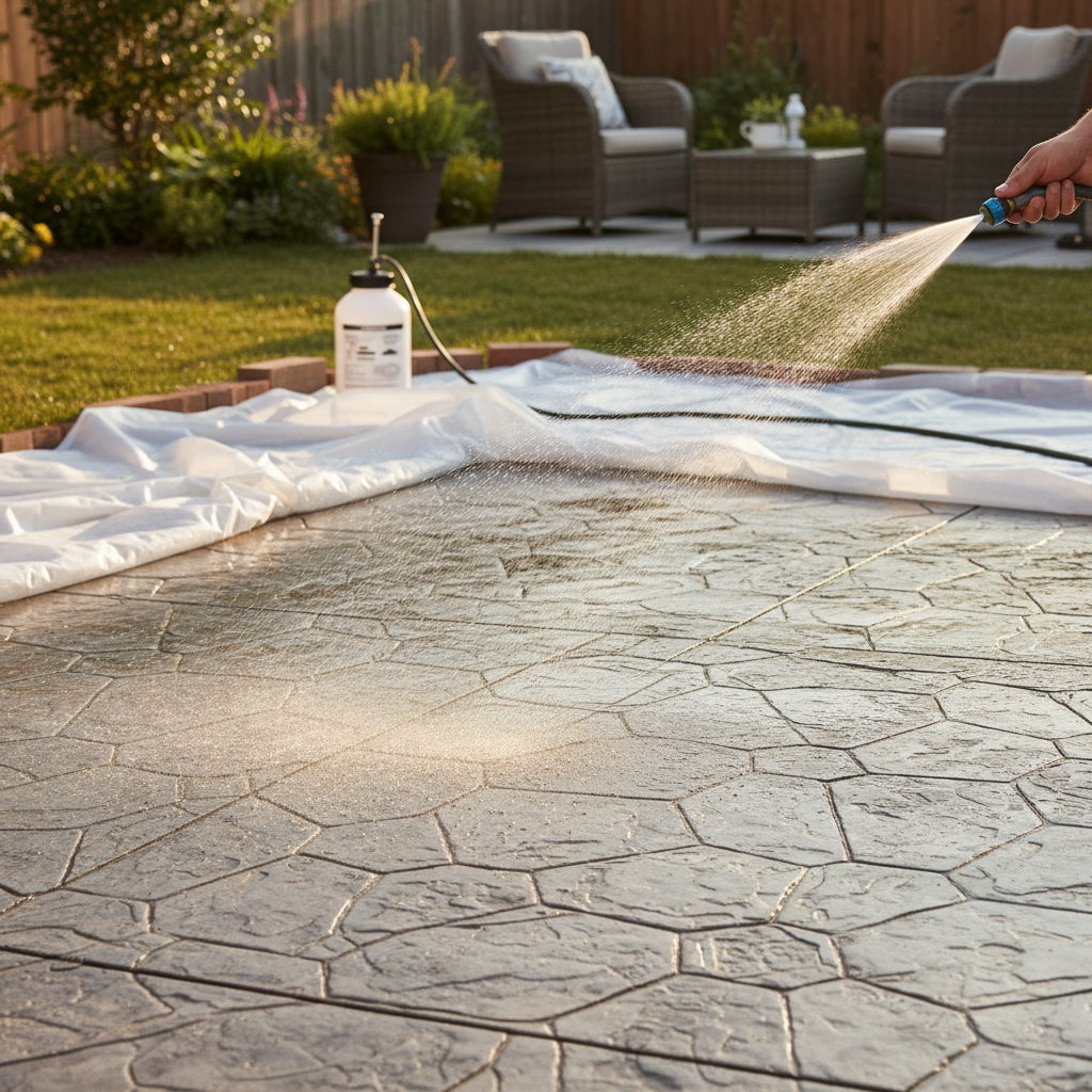 Quelle cure utiliser après le coulage du béton imprimé? Quelle cure utiliser après le coulage du béton imprimé?