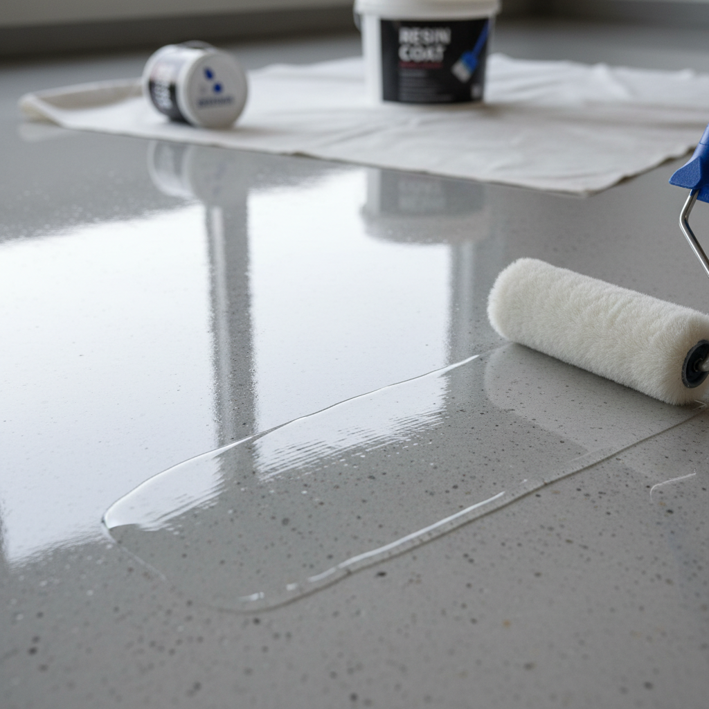 Quelle résine appliquer après polissage d’un béton lisse?