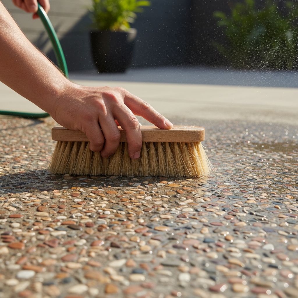 Comment brosser un béton désactivé sans endommager les graviers?