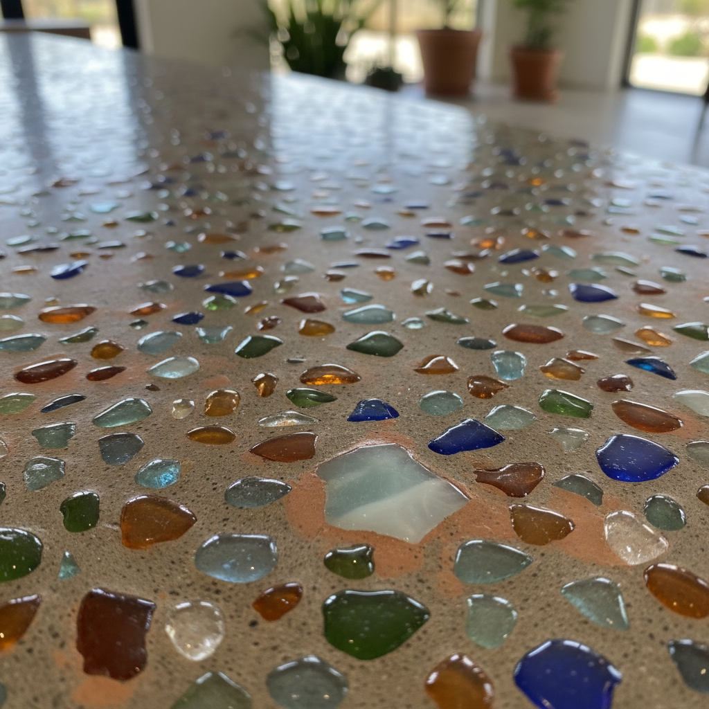 Comment intégrer du verre recyclé dans le béton décoratif?