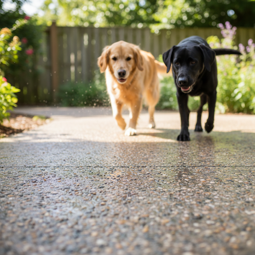 Le béton désactivé résiste-t-il au piétinement des chiens? Le béton désactivé résiste-t-il au piétinement des chiens?