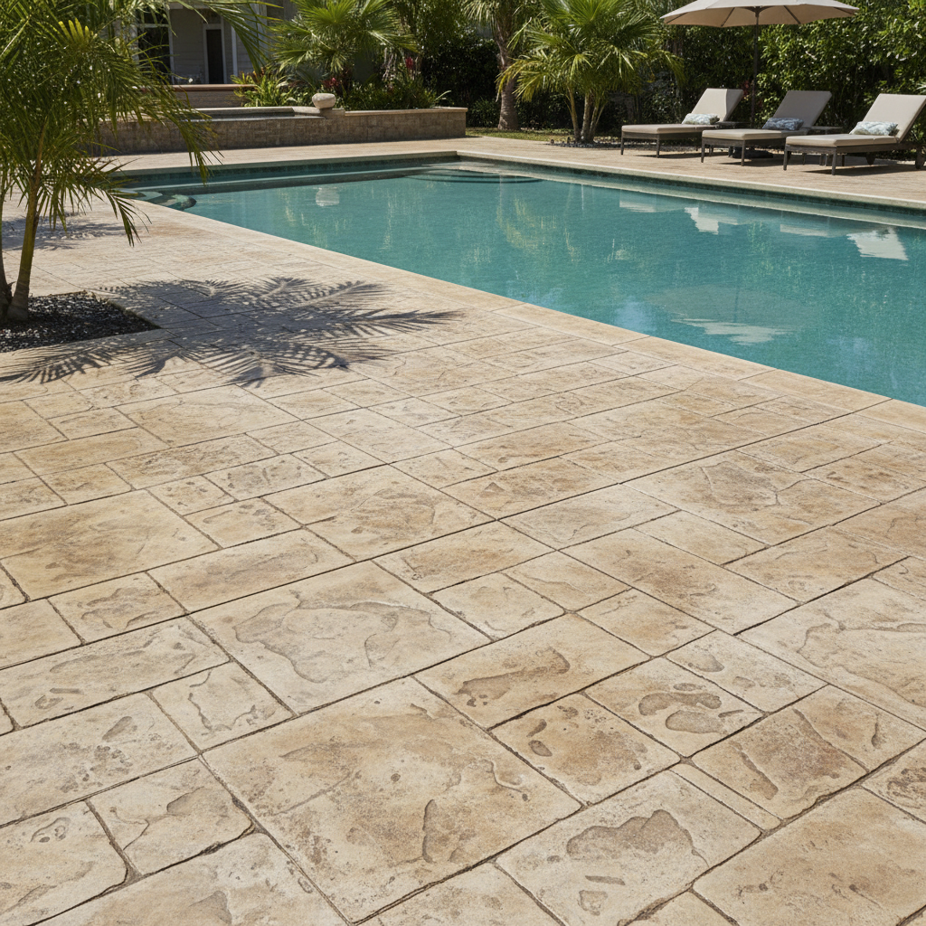 Le béton imprimé convient-il au bord de la piscine?