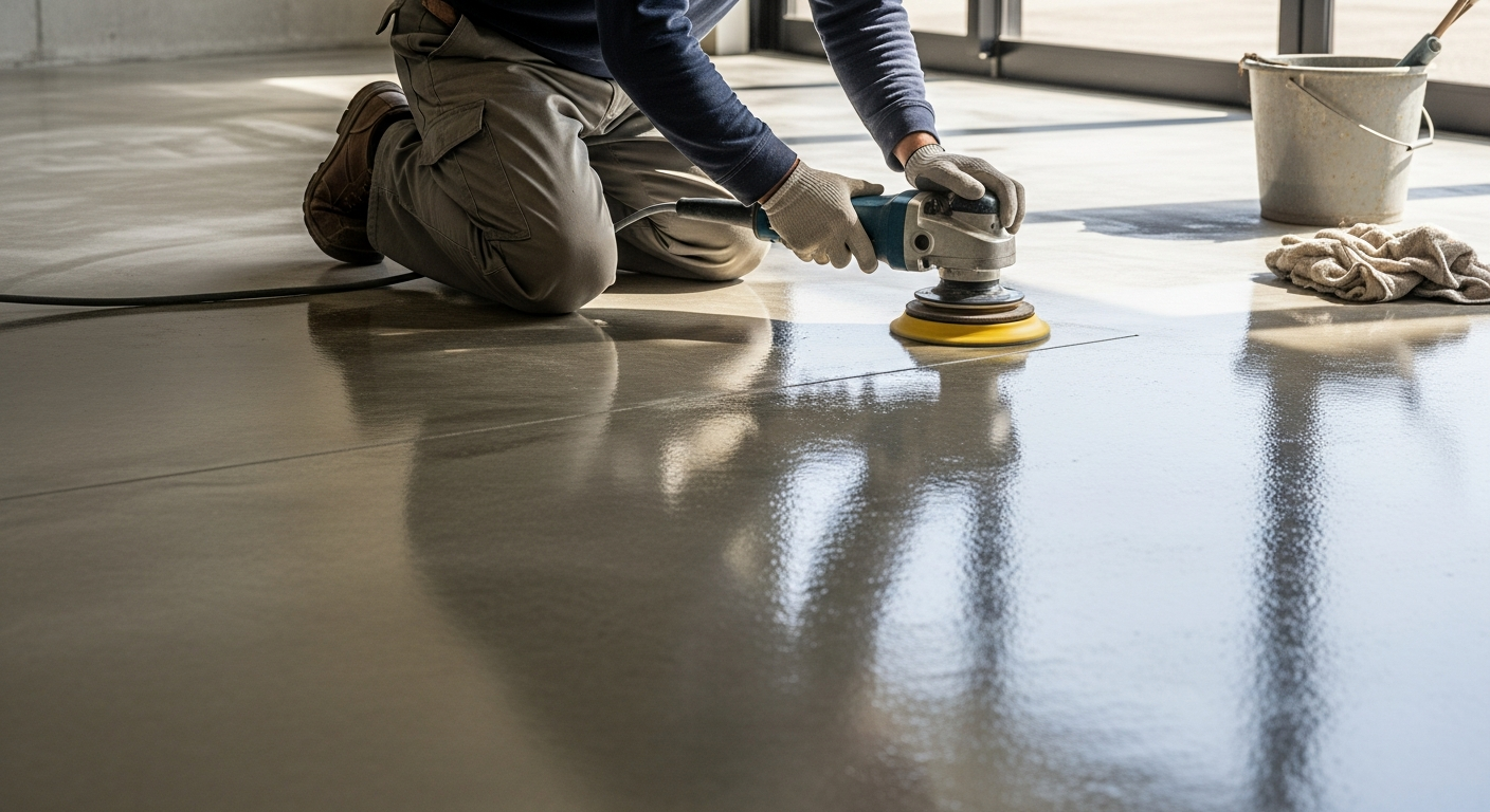 Comment lustrer à la main un béton lisse?