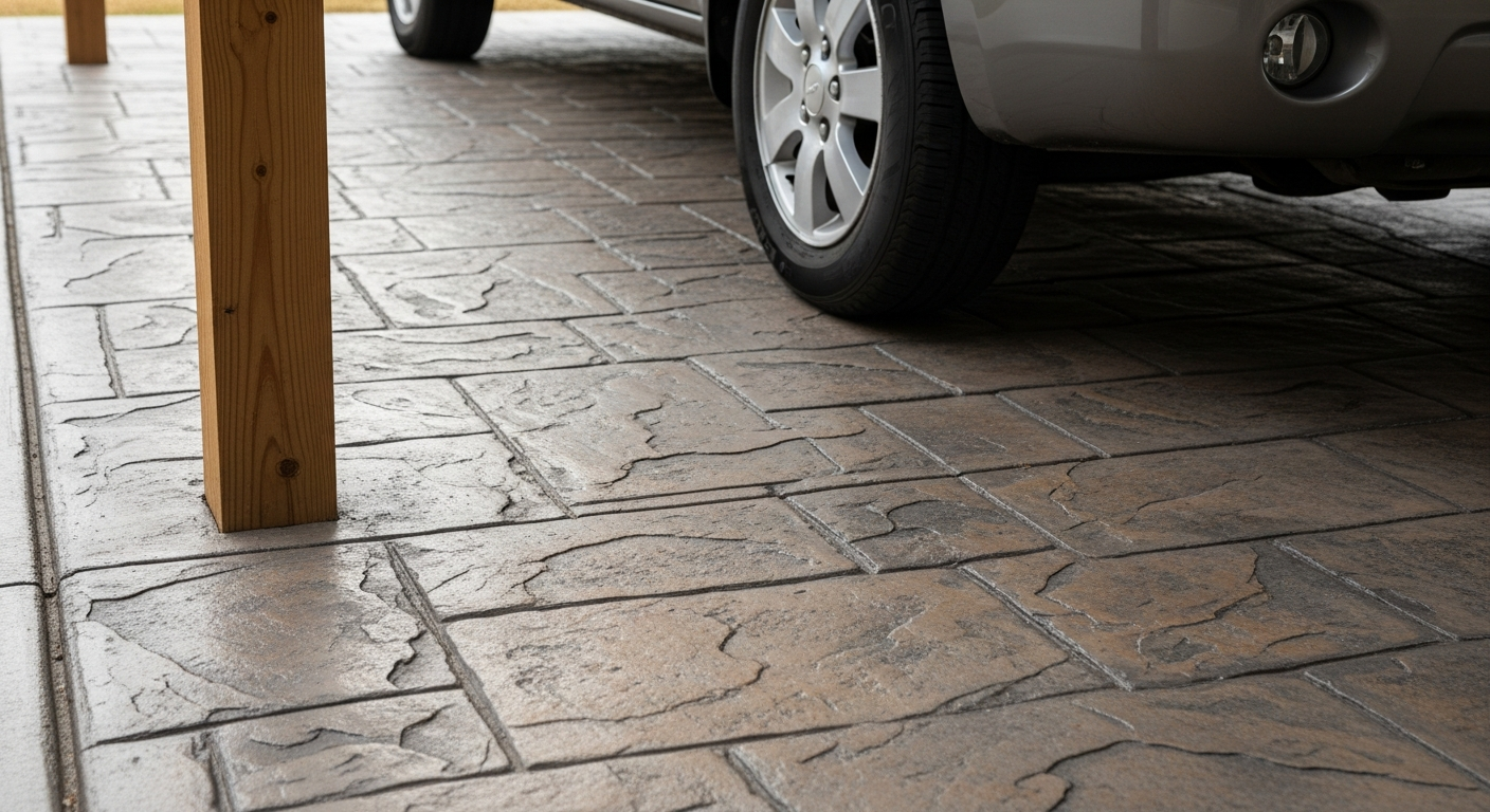 Le béton imprimé convient-il sous un abri de voiture? Le béton imprimé convient-il sous un abri de voiture?